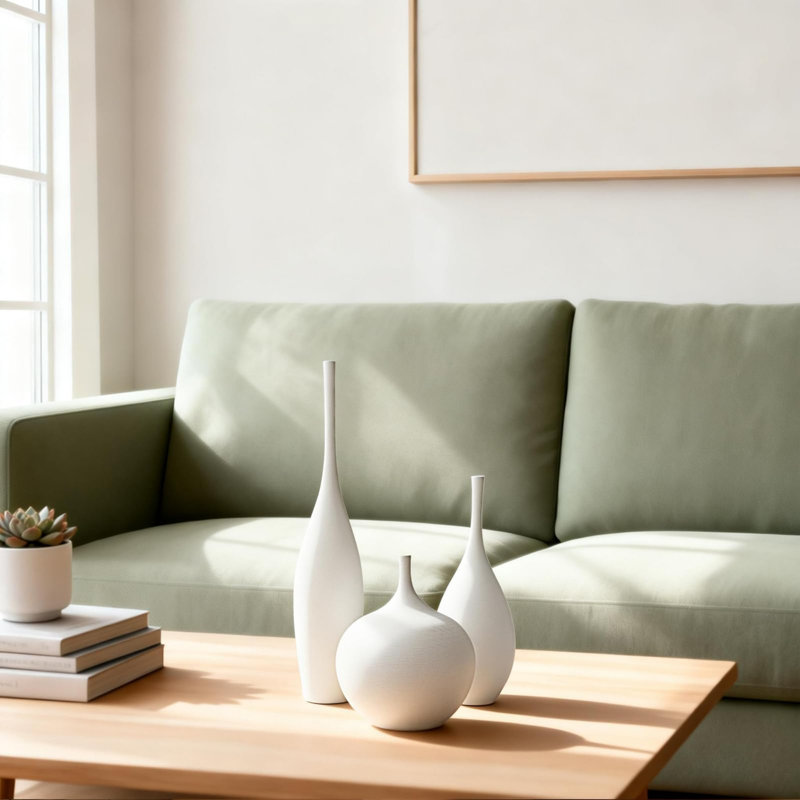 Ensemble de 3 vases en céramique blanc mat moderne Boho Wabi-sabi