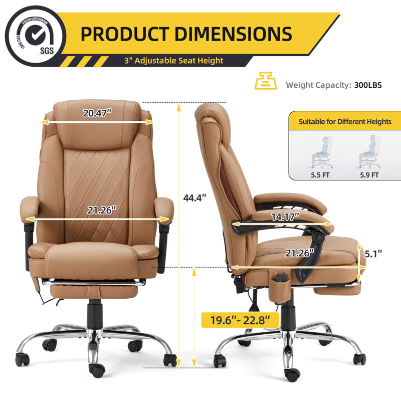 Fauteuil de direction Kacy-Leigh, Similicuir jaune