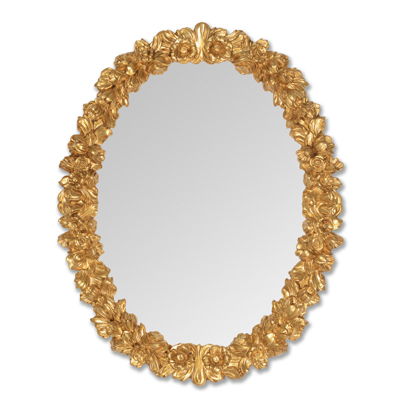 Vegamwala Solid Wood Flat Wall Mirror, Gold