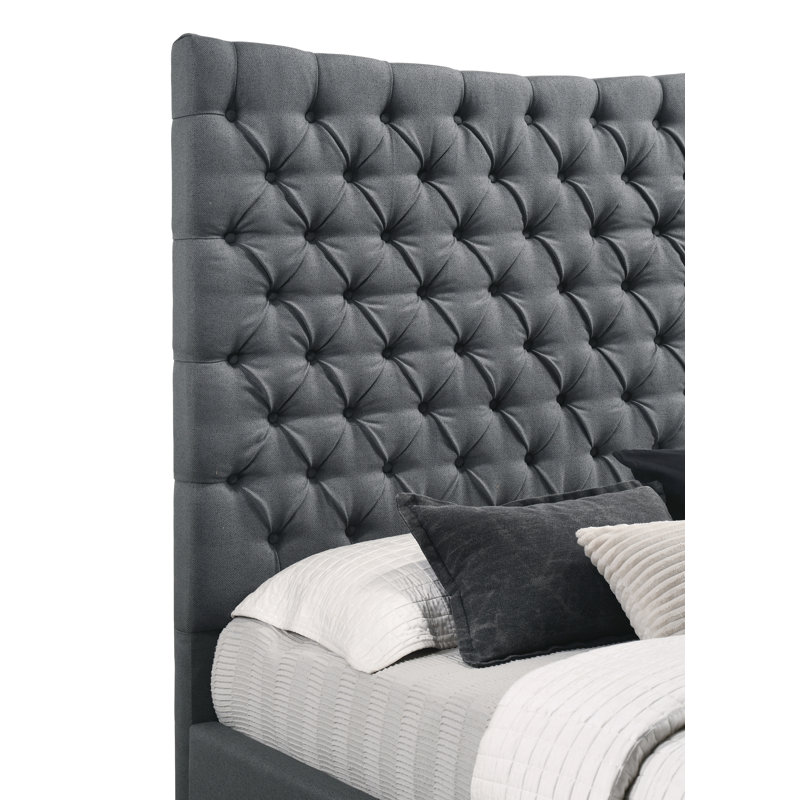 Abey Upholstered Platform Bed, California King, Dark Gray