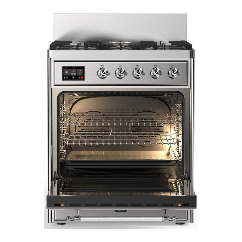 Majestic III Series 30 Inch Dual Fuel Range with 5 Sealed Burners in Emerald Green (Natural Gas, Burnished Trim), Chrome
