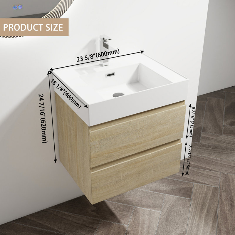 Meuble-lavabo mural avec lavabo en résine