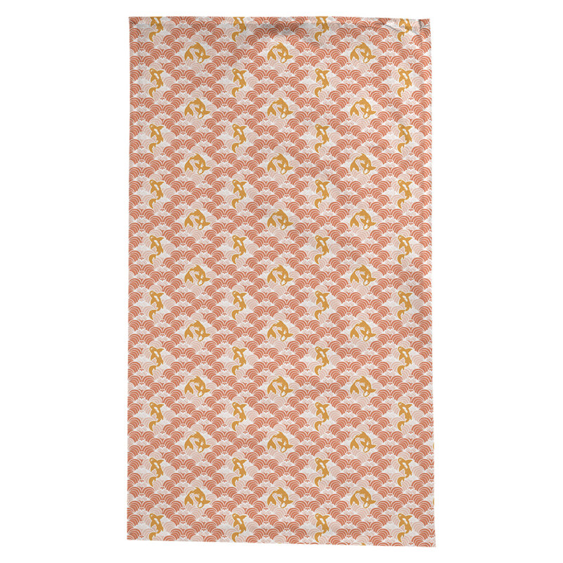 Leffel Koi Fish Waves Pattern Tablecloth, Orange