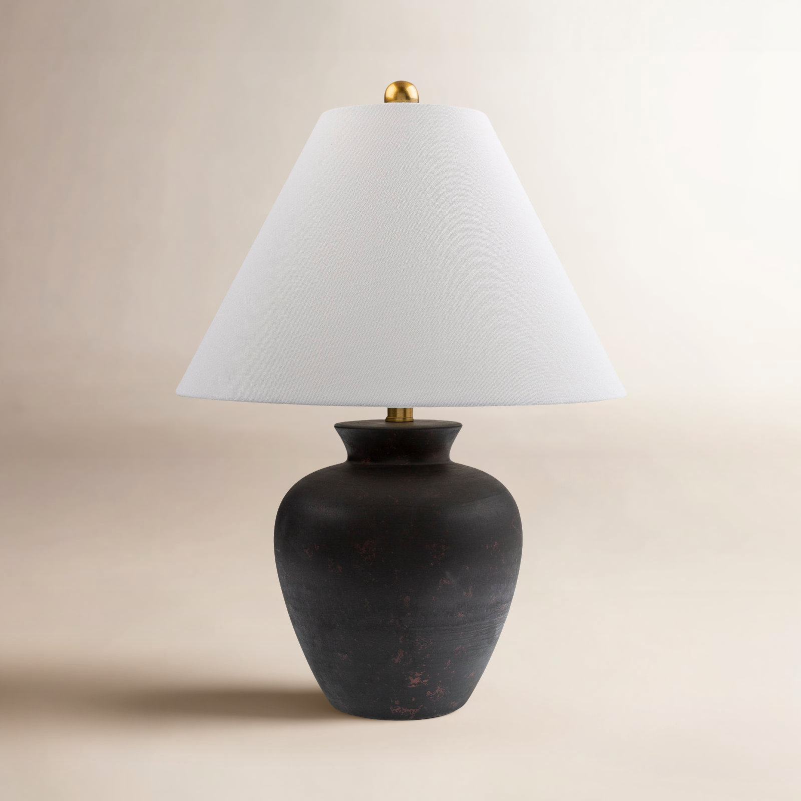 Calico Table Lamp, Black Finish / White Shade