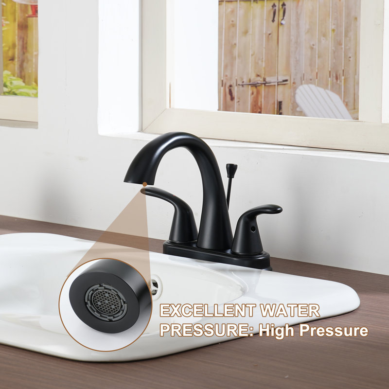 Matte Black Double Handle Bathroom Faucet with Drain Assembly