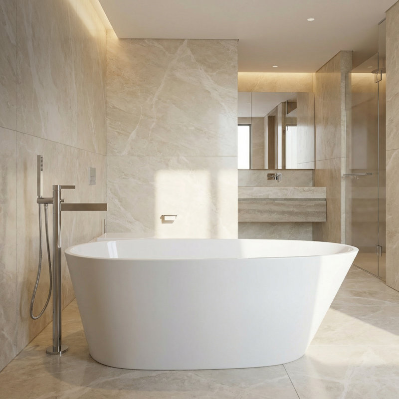 67.7'' L Freestanding Soaking Bathtub, White
