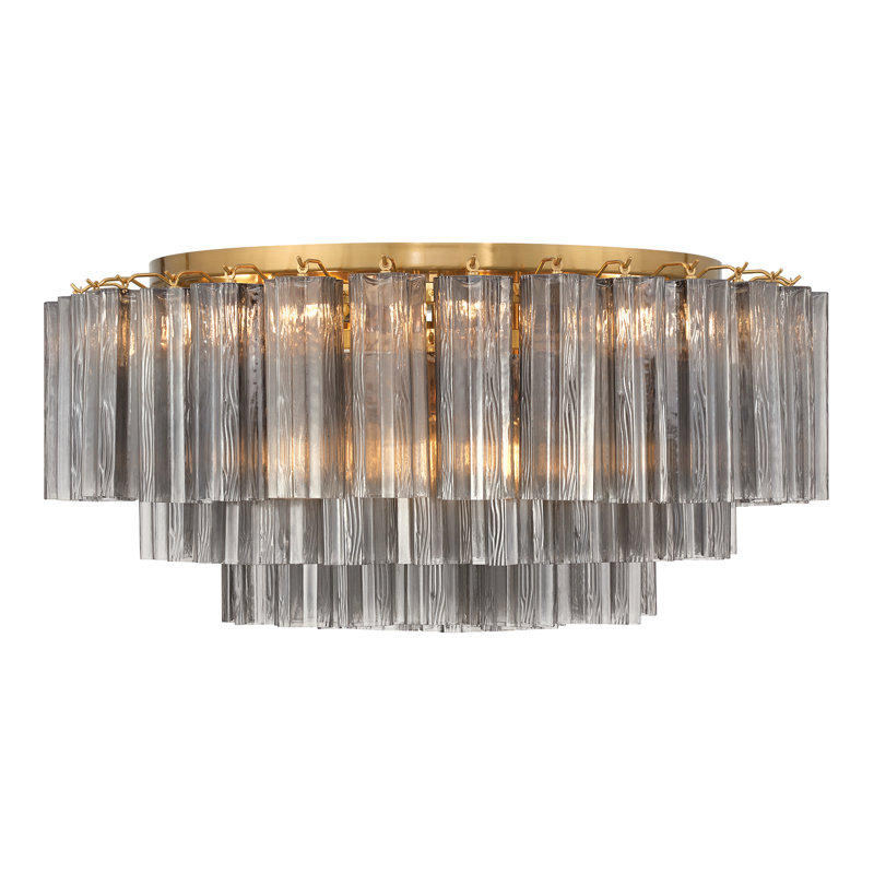 Wesham 16 Light Aged Brass Flush Mount, Gray, Aged Brass