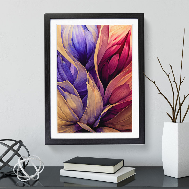 XV1022-2582X Lively Flowers Abstract - Single Picture Frame Painting, 46cm H x 34cm W x 2cm D, Black