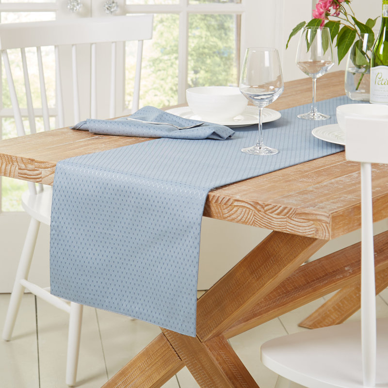 Behling Geometric Table Runner, Rectangular 90" x 15", Blue