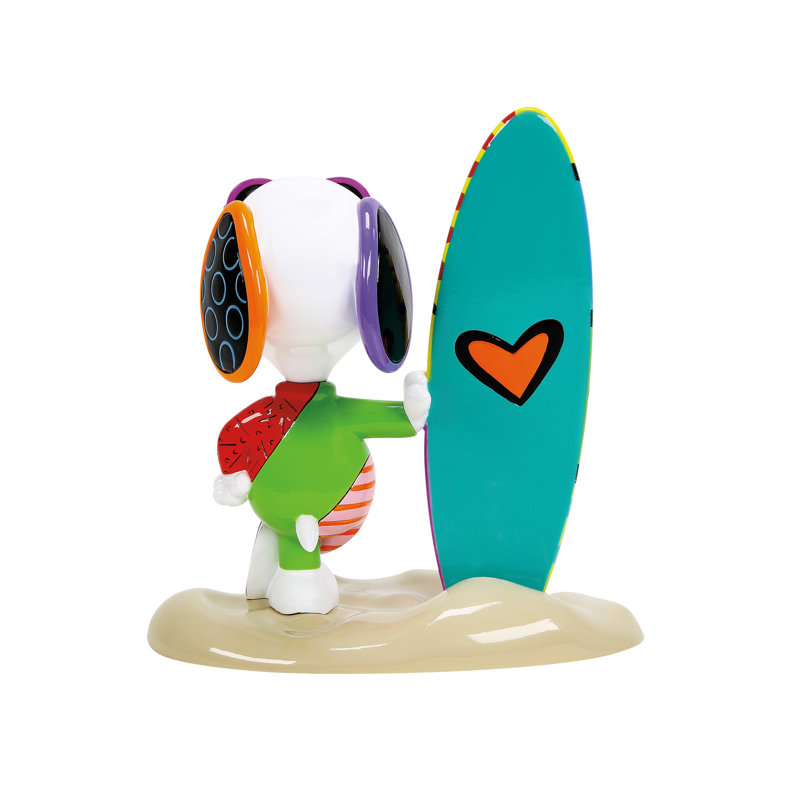 Enesco Peanuts BRITTO Joe Cool Snoopy with Surfboard Figurine 7 Inch