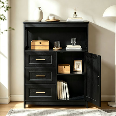Commode d'appoint moderne Cedarbrook avec trois tiroirs et une armoire