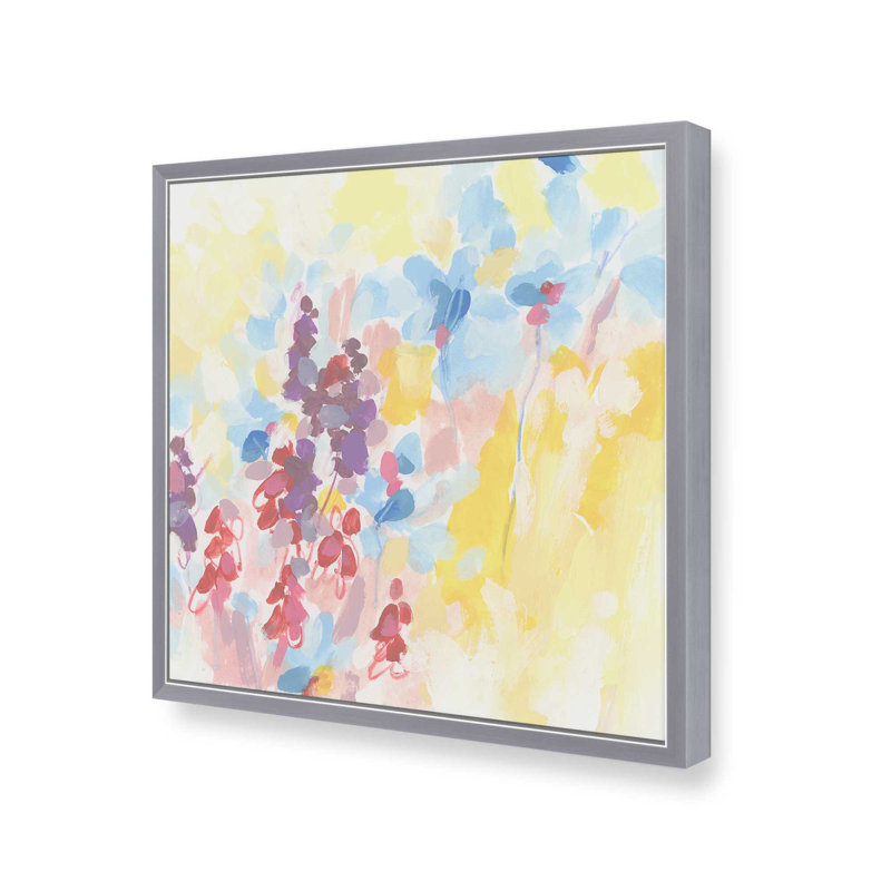 «Bright Abstract Wildflowers II» par June Erica Vess, reproduction d'art, H 20 po x l 20 po, Argent argent