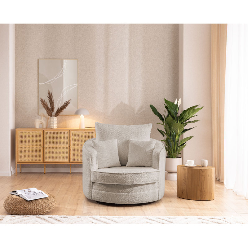Ted I Upholstered Swivel Armchair, Beige