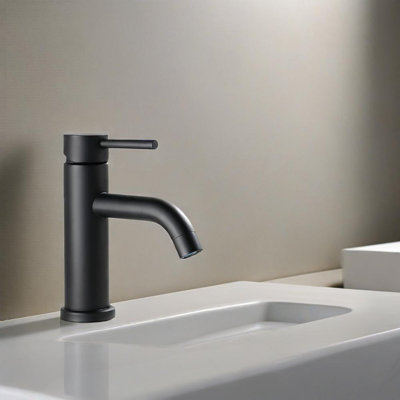 Single Hole Bathroom Faucet - 6.57" High Stainless Steel Waterfall Faucet
