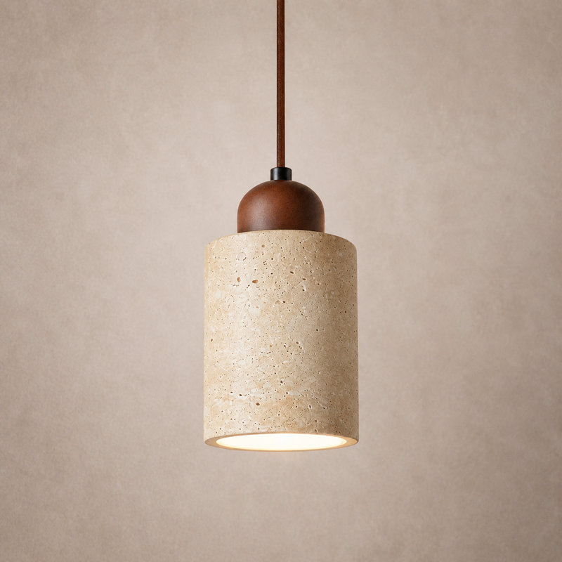 Luminaire suspendu moderne en pierre naturelle et bois