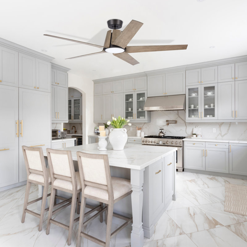 Akhavi Ceiling Fan with LED Lights, Oil Rubbed Bronze/Aged Oak