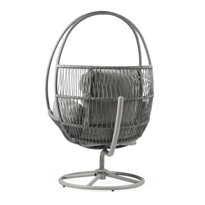 Reno 37.4" W x 59.06" D x 35.43" H PE Rattan and Iron Swivel Patio Lounge Chair
