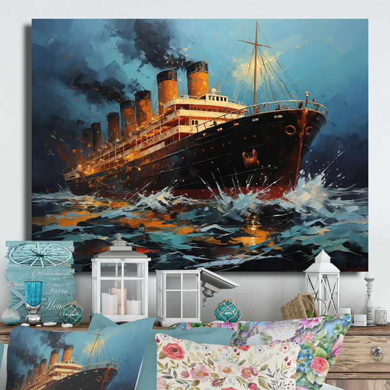 Bateau Titanic Collage Interwoven II - impression sans cadre sur métal, H 12 po x l 20 po x P 1 po