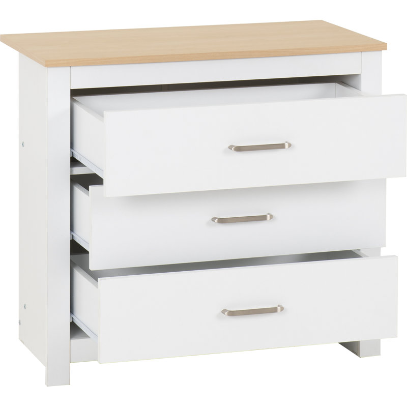 Henryville 80 cm W Chest of 3 Drawers, White