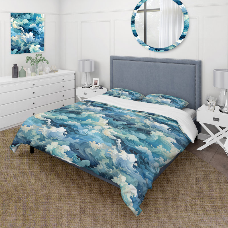 Literie Oceanic Dreamscape Tropical, Housse de couette pour très grand lit et 2 très