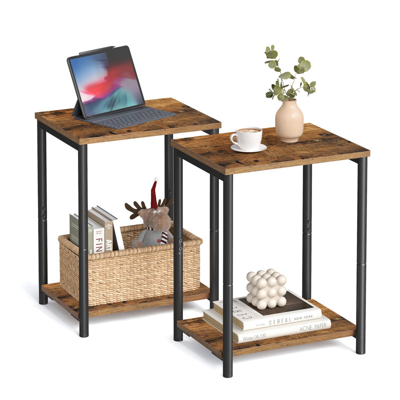 Aleesa Side Table Set, Rustic Brown