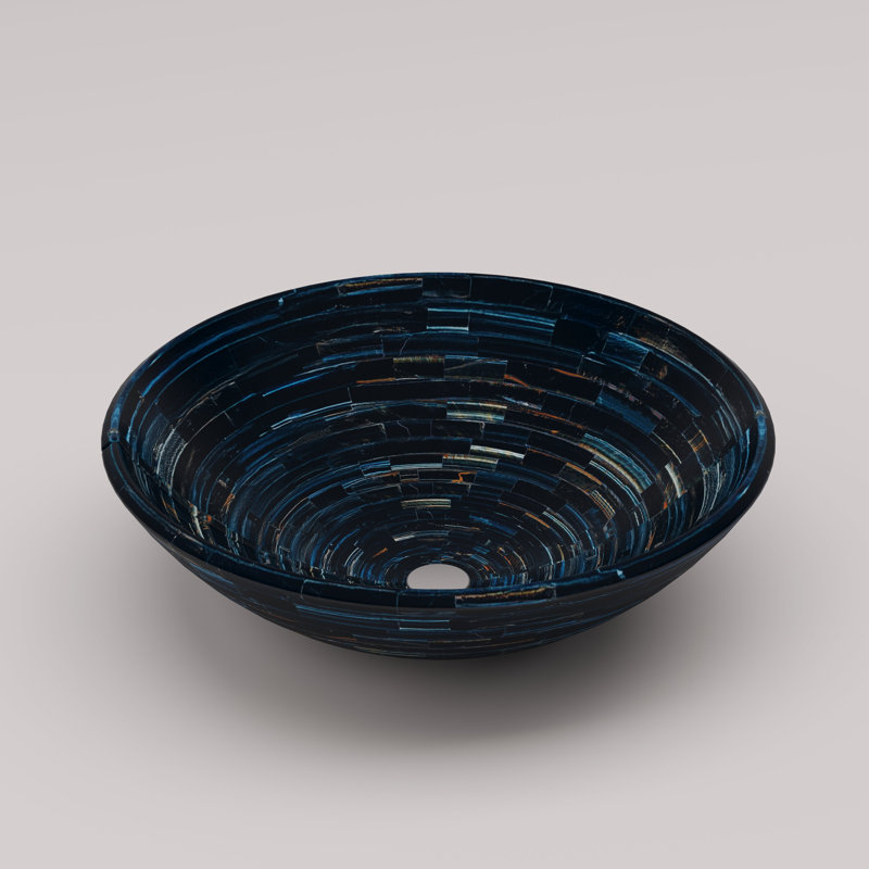 Round Wash Basin, Blue Tiger Eye