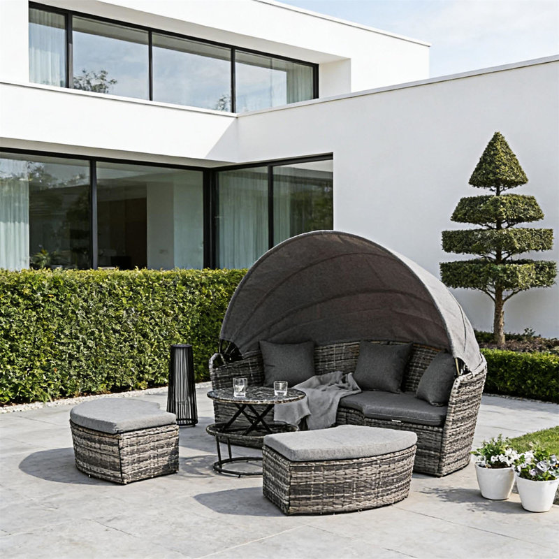Ensemble de mobilier d'extérieur convertible 4 pièces, Gris