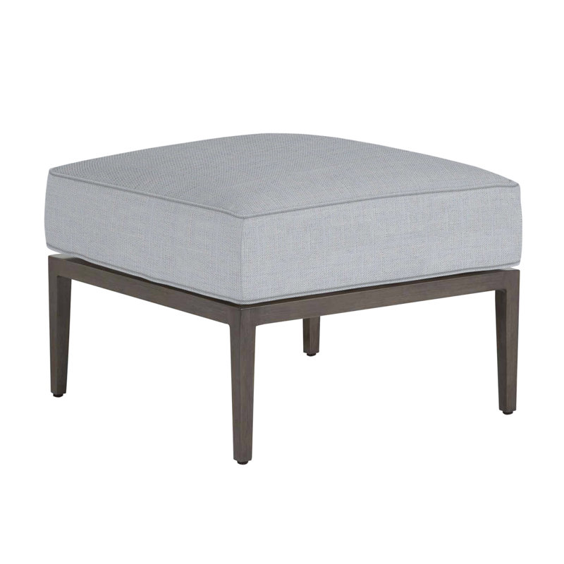 Santa Barbara Ottoman with Cushion, Welt, Linen Chambray