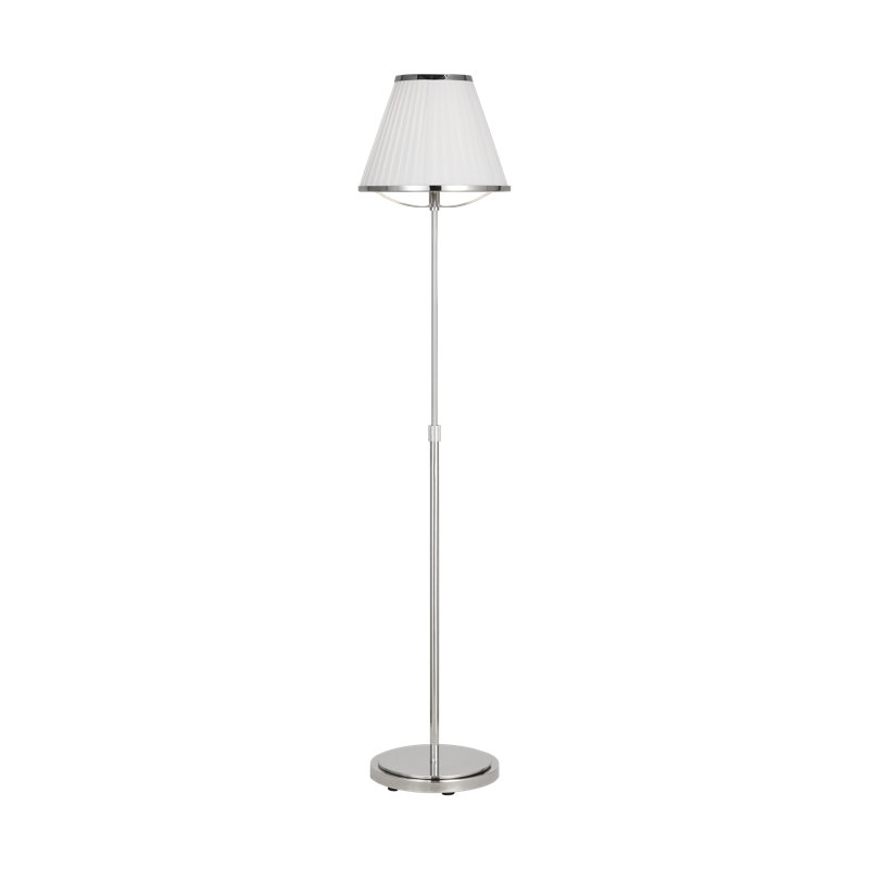 Esther Adjustable 65" White Linen Shade Floor Lamp in Polished Nickel