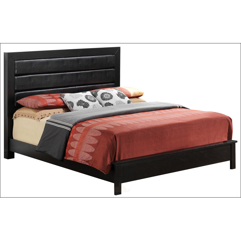 Lit double transitionnel noir avec rangement, Noir, Double