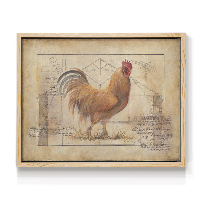 Rustic Fowl I -Framed Print - Restickable, Naturel, H 22 po x l 28 po