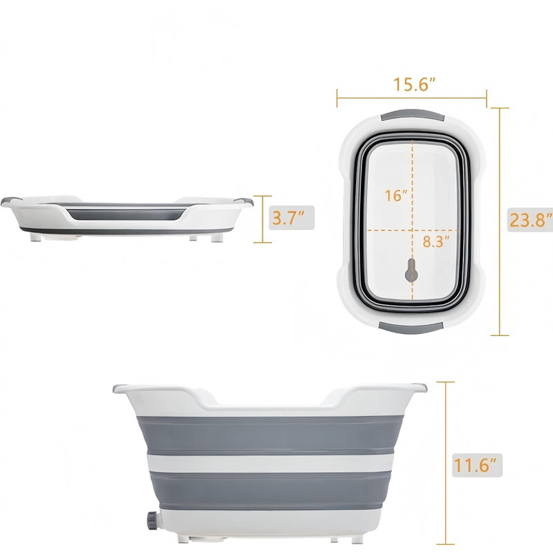 Baignoire polyvalente pour animaux 7,1 gallons / 27 L, avec trou de drainage et collecteur de poils d'animaux, panier à linge portatif et rangement