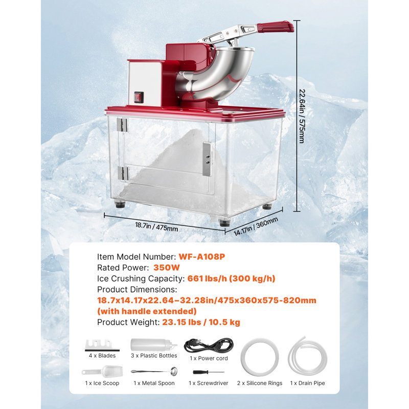 Machine à cône de neige commerciale à glace pilée 661LBS / H