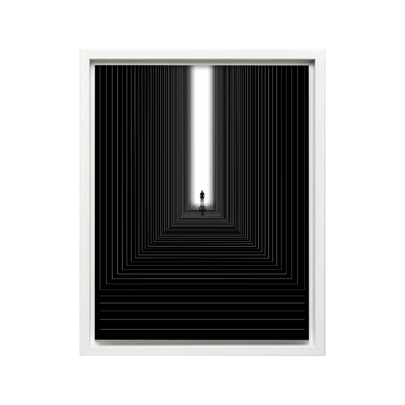 Géométrique psychédélique, Canevas, Encadrement blanc, H 16 po x l 20 po