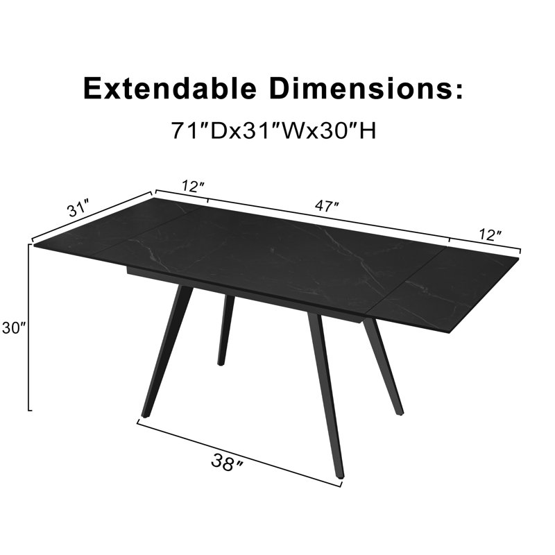 Table de salle à manger Asyra, Noir