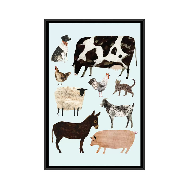 «Barnyard Buds I», impression sur toile, H 26 po x l 18 po x P 1,5 po, Toile avec cadre noir, Blanc