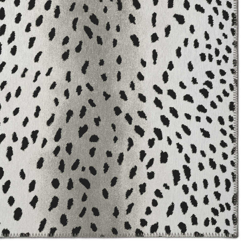 Tapis blanc / noir Abiy, Rond 8 pi
