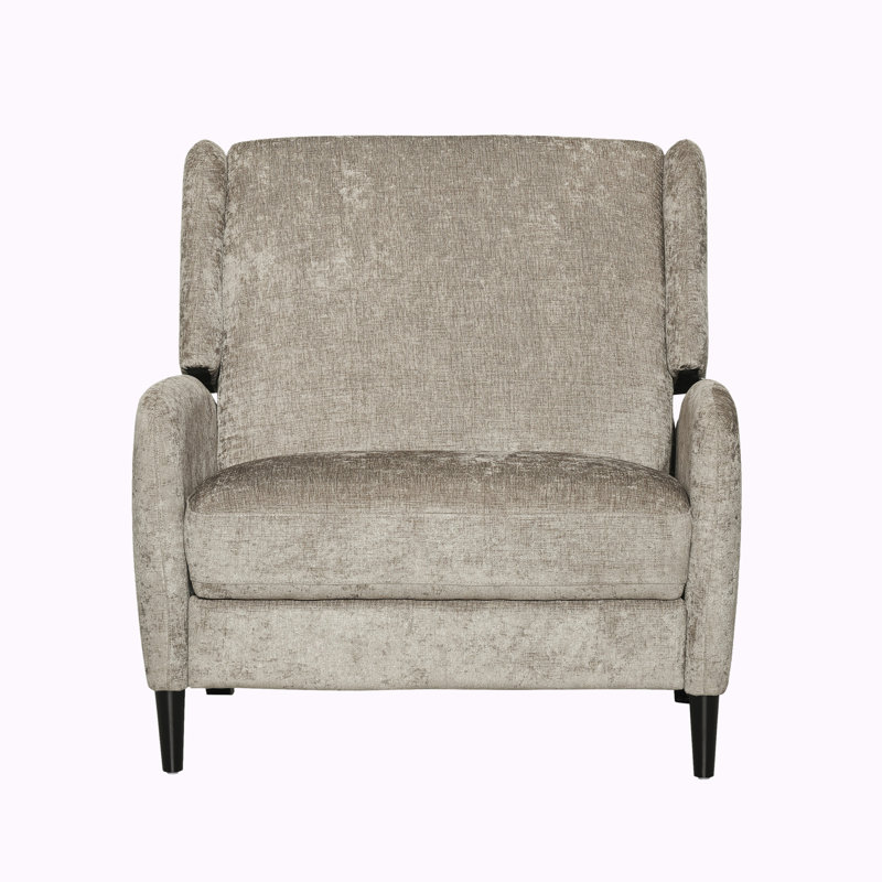 Upholstered Pushback Recliner, Beige Fabric