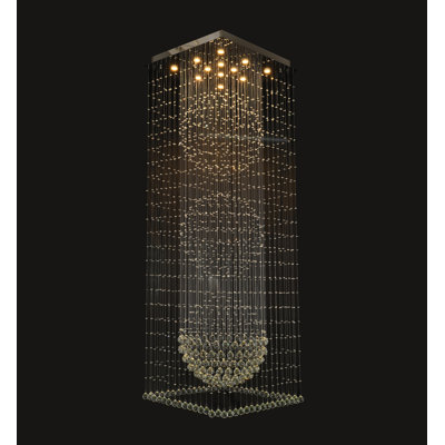 Hooda 12 - Light Chrome Chandelier With Hanging Crystals