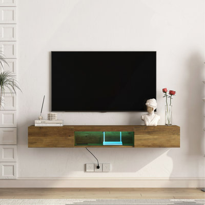 Meuble télé flottant, meuble télé mural avec lumières DEL et prise de courant, meuble télé flottant mural avec 16 couleurs