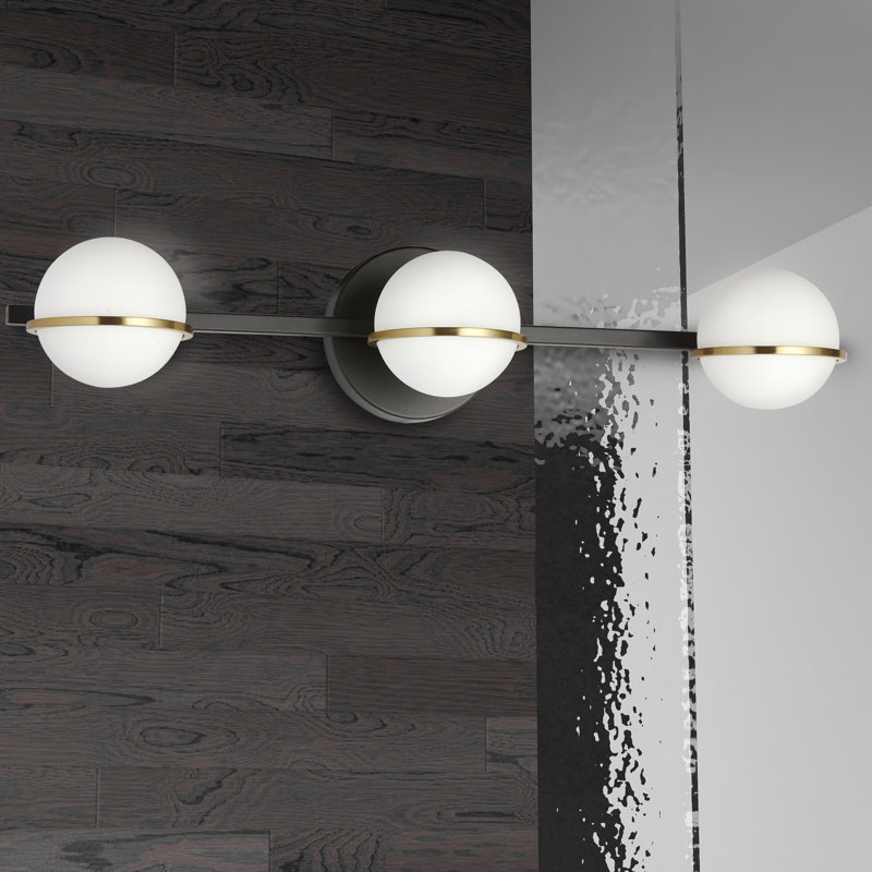 Sofia 3 Light Dimmable Bath Bar, Matte Black/Aged Brass