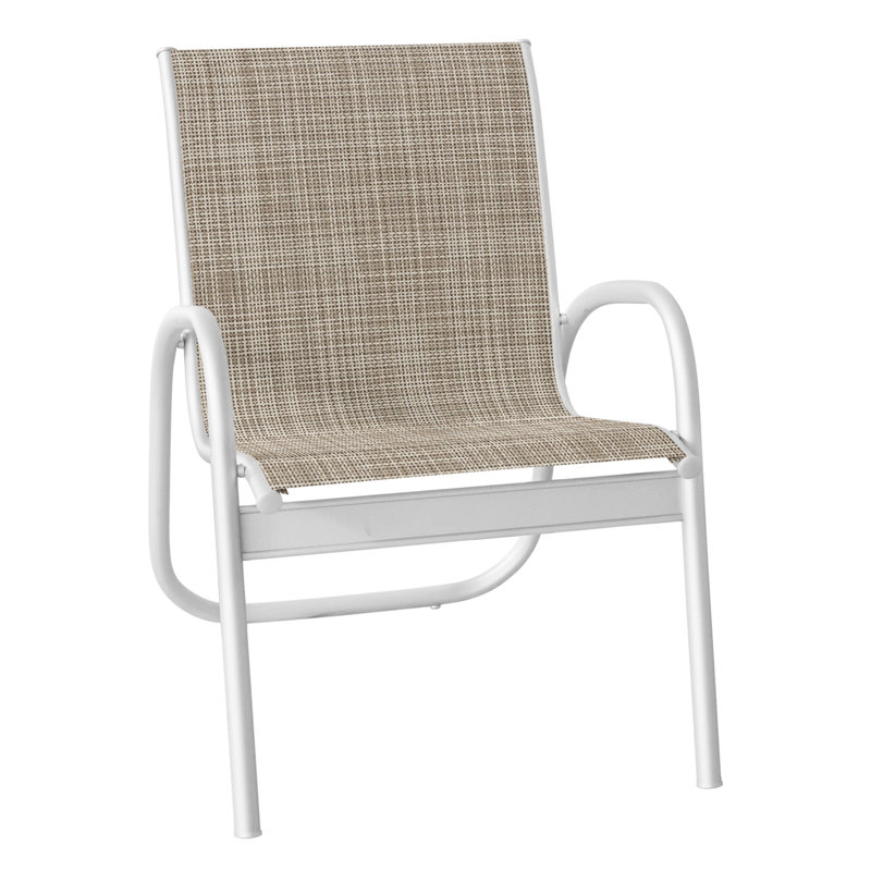 Fauteuil de patio Gardenella, Bristol taupe Sunbrella®, Blanc texturé