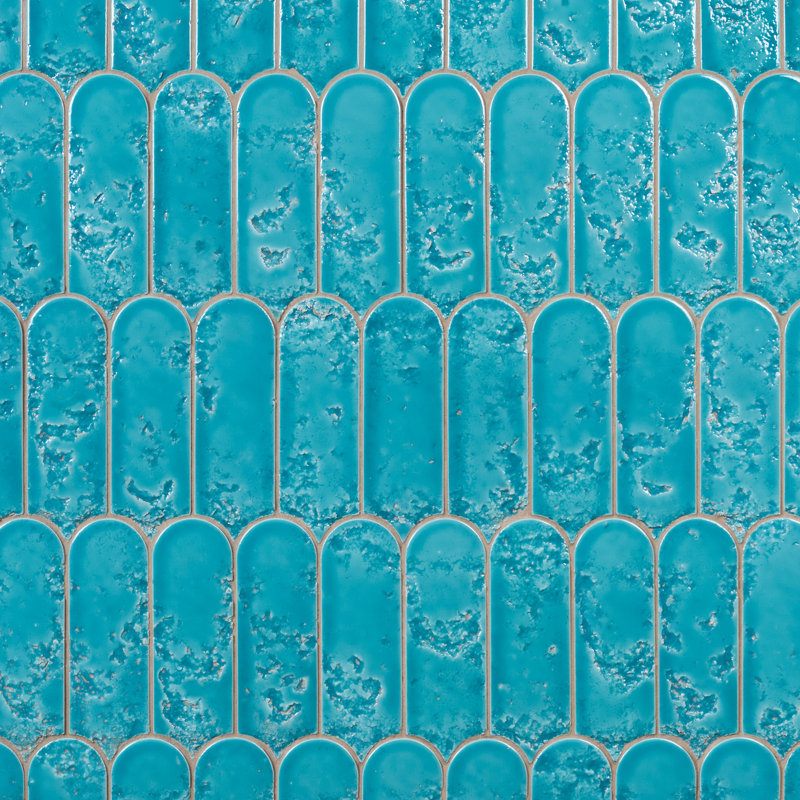 Corali 2.83 In. X 7.68 In. Textured Glossy Ceramic Wall Tile (5.16 Sq. Ft. / Case), Turquoise Blue