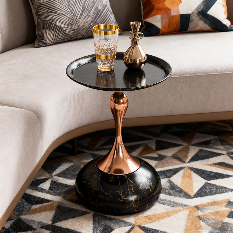 Table d'appoint ronde moderne avec base piédestal