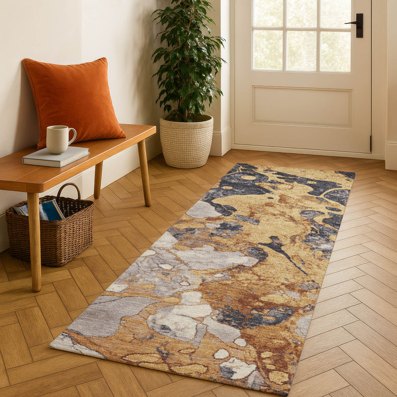 Premium Machine Washable Mayfield AMF1909 Abstract Rug, Runner 2'3" x 7'6"