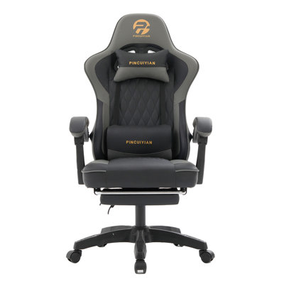 Gaming Chair Video Game Chairs Pu Leather Chair With Retractable Footrest And Lumbar Support