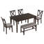 Ensemble de salle à manger 6 pièces, table rectangulaire en bois avec 4 chaises en tissu et 1 banc-1992783803-1992783801