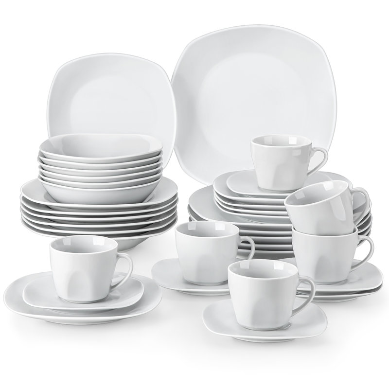 36 Piece Porcelain China Dinnerware Set - Service for 6