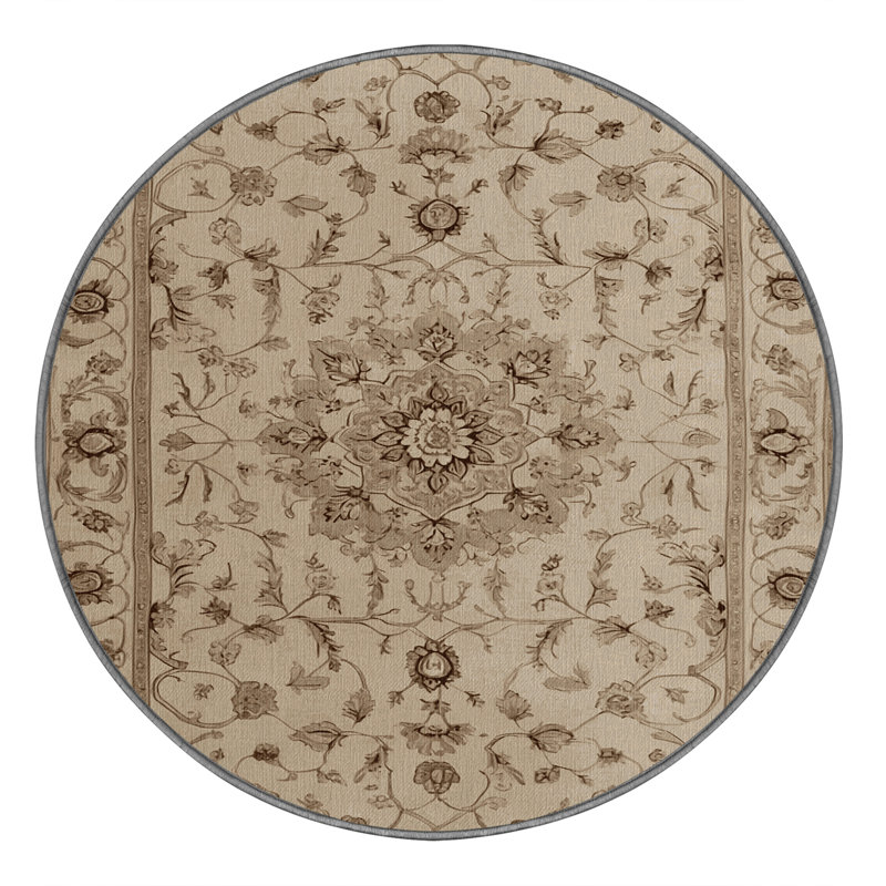 Machine Washable Tabriz Gray Area Rug, Round 3'