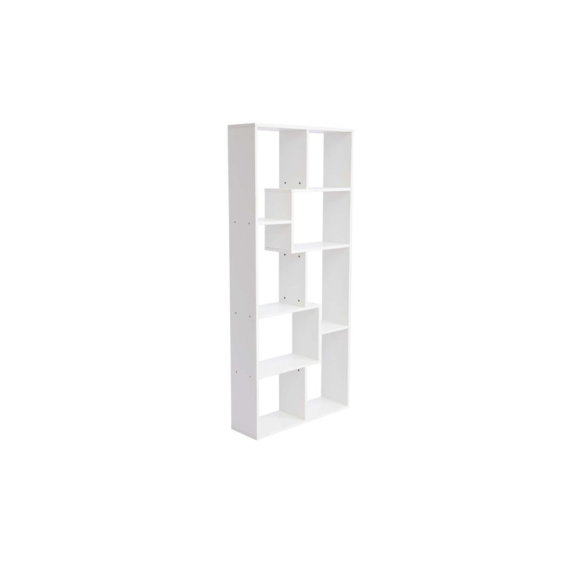 Asymmetrical Display Shelf & Bookcase, 5-Tier, White